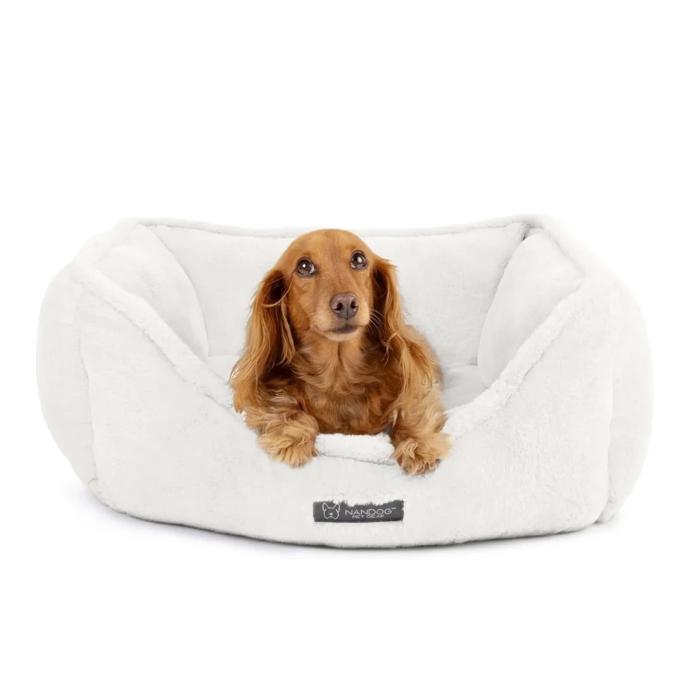 Nandog Ivory Plush Pet Bed couch lounger